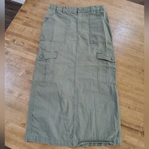 H&M Cotton Cargo Skirt Dark Khaki Green Girls Size 14